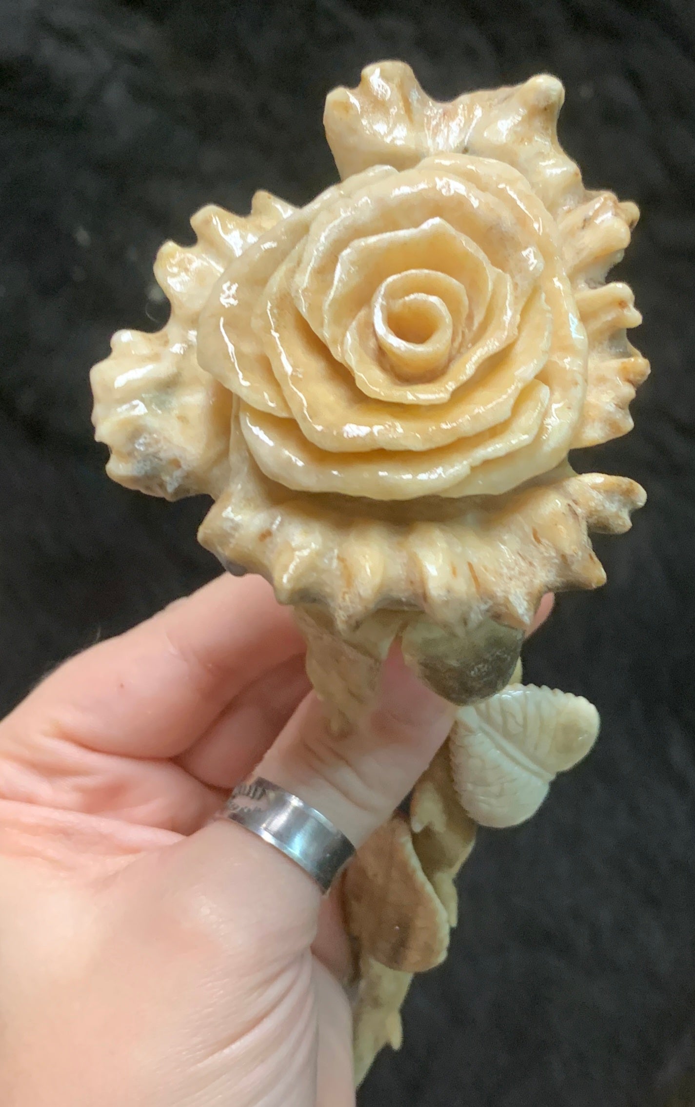Hand carved Antler Rose